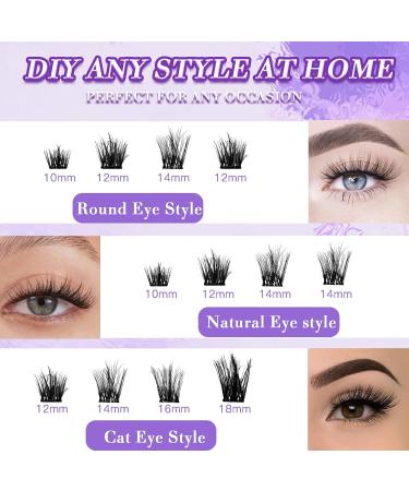 Self Adhesive Eyelash Clusters - 72 Pcs D Curl 10-18mm Press On Lashes | Anforlin Fluffy Natural Look Eyelash Extensions - No Glue Needed - Buy Online on GoSupps.com