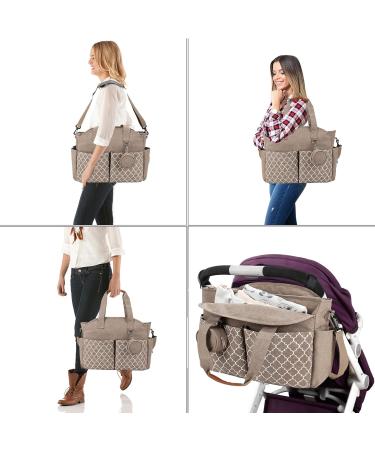 Bizcasa Baby Diaper Bag - 13 Pockets Portable Travel Handbag with Pacifier Bag Large Storage Space for All Baby Essentials - Khaki - Buy Online on GoSupps.com