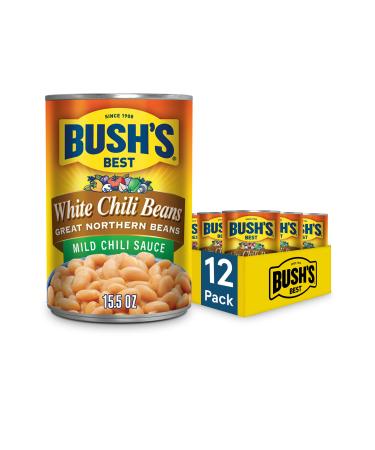 BUSH'S BEST Canned White Chili Beans (Pack of 12), Source of Plant Based Protein and Fiber, Low Fat, Gluten Free, 15.5 oz - Buy Online on GoSupps.com