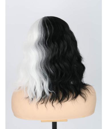 Topcosplay Women's Wig Half Blonde and Black Wig Long Curly Cosplay Wigs (White mixed Black) - Buy Online on GoSupps.com
