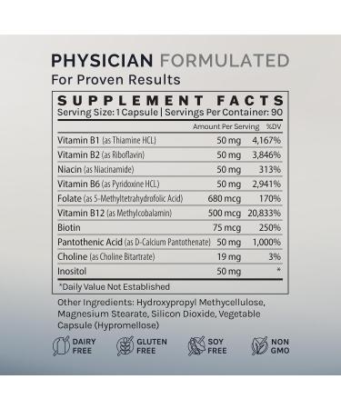 InfiniWell Methylated B Complex - Methylated Multivitamin with B Vitamins - High-Potency Active Forms for Nervous System Immune & Adrenal Health - Promotes Healthy Methylation (90 Capsules) - Buy Online on GoSupps.com