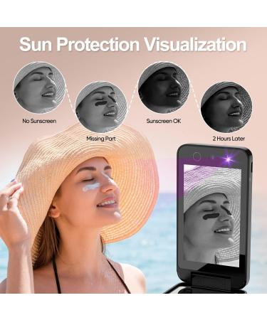 Portable UV Mirror Makeup Mirror with UV Camera - Compact 4 Inch Rechargeable Vanity Mirror for Sunscreen Testing and Skin Protection - Handheld Double-Sided Pocket Mirror in Black - Buy Online on GoSupps.com