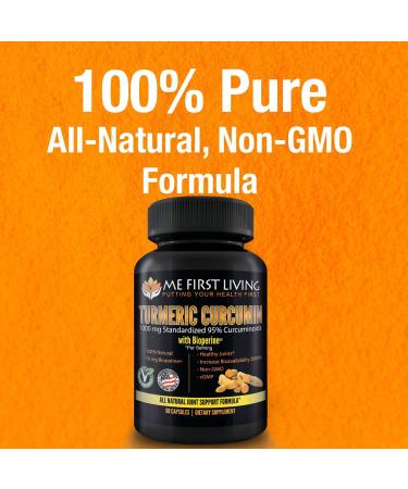 Me First Living Turmeric Curcumin 1000mg 95% Curcuminoids with Bioperine - 19x More Potent, Enhanced Absorption, Non-GMO, Organic, Vegan, Gluten-Free - 60 Capsules - Buy Online on GoSupps.com