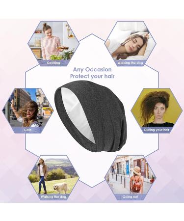 Silk Bonnet Sleep Cap with Satin Lining for Medium Curly Hair - Grey - Buy Online on GoSupps.com