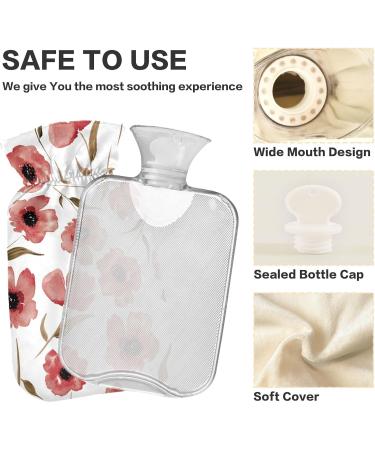 Shop Naanle 2L Hot Water Bottle - Poppy Flowers | Pain Relief for Menstrual Cramps & Heat Therapy | Large Transparent Design - Buy Online on GoSupps.com