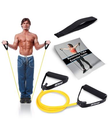 Resistance Band with Handles | Free Resistance Band Door Anchor & PDF Exercise Guide | Resistance Tubes for Women or Men | Stretch Resistant Bands #1 Light