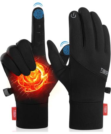 Ruixue thermo gloves men - winter warm heated winter gloves Bicycle gloves ski gloves windproof sports gloves for running driving cycling hiking M black -st002