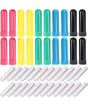 Onwon 24 Pcs Essential Oil Aromatherapy Inhaler Refillable Nasal Inhaler Blanks with Unscented Wicks Assorted Colors