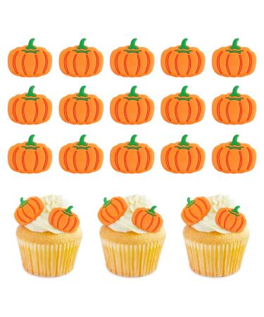 Keaziu 25 Pack Pumpkin Cupcake Toppers Boy Baby Shower Decorations Pumpkin Birthday Decorations Cupcake Picks Pumpkin Gender Reveal Cupcake Toppers Orange Orange 5