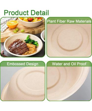 Paper Bowls Disposable Bowls 125-Pack Eco-Friendly Compostable Bowls Made of Bagasse or Sugarcane Fiber Heavy-Dut Natural Biodegradable Bowl for Dinner Party Supplies (12 oz) - Buy Online on GoSupps.com