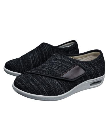 MisFun Orthopedic Slippers for Women And Men Wide Diabetic Shoes Men Women Diabetes Edema Swollen Shoes Elderly Adjustable Easy Switch Applies To Post Operation Surgery 11 Black Grey