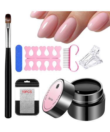 Nail Repair Gel 5g Fiber Chewable Gum Pack Tweezers Lime Brushes Strengthening Solution for Broken and Brittle Tips with Shine