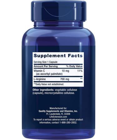 Life Extension L-Arginine Caps 700 mg - 200 Capsules for Enhanced Performance - Buy Online on GoSupps.com