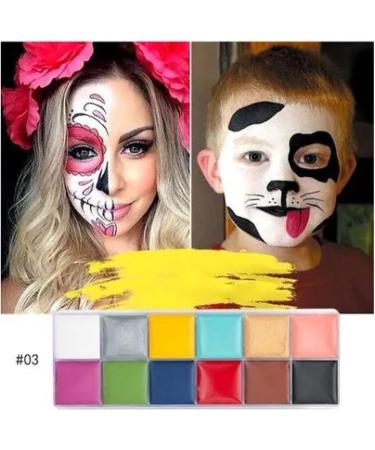  Pongnas Pongnas 12-Color Cosmetic Palette 3.4oz Quick-Drying Water-Based Professional Body Makeup for Parties - Buy Online on GoSupps.com