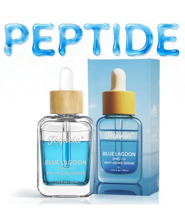 Blue Lagoon GHK-Cu Lifting & Firming Face Serum by TEQUEIA Dual-Phase Water-Oil Blue Copper Peptide Anti-Aging with Niacinamide, Hydrating Night Serum for Dry Skin & Elasticity Support