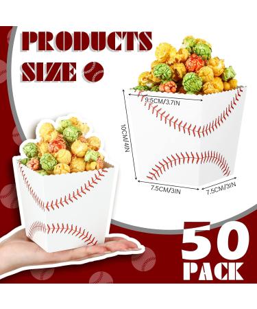 50 Pcs Baseball Popcorn Boxes Paper Cardboard Popcorn Buckets Baseball Print Popcorn Bags Popcorn Container for Baseball Party Favors Supplies Sports Themed Birthday Party Decorations Gift - Buy Online on GoSupps.com