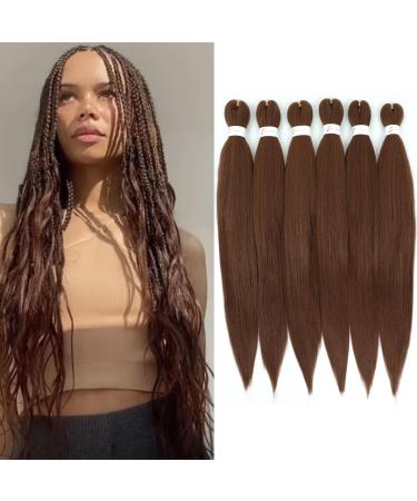 Pre-stretched Braiding Hair 6 Packs Kanekalon Synthetic Fiber Crochet EZ Braids Yaki Texture Braiding Hair Extensions (30 inch 30#) 30 Inch (Pack of 6) 30#