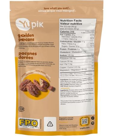 Yupik Toasted Golden Pecans 142 g Gluten-Free Kosher Non-GMO Sweet Snack Crunchy Glazed Pecans with Natural Butter Flavor & Sea Salt Party Snack Source of Copper & Magnesium - Buy Online on GoSupps.com