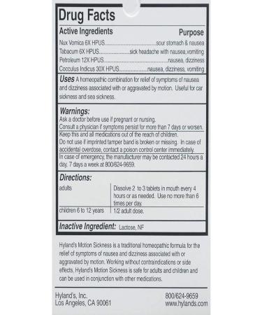 Hyland's Motion Sickness Relief - 50 Tablets for Nausea & Dizziness - Buy Online on GoSupps.com