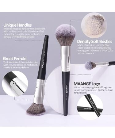 18-Piece Professional Makeup Brush Set - Premium Synthetic Foundation Blending Face Powder Blush & Eyebrow Tools - Silver - Buy Online on GoSupps.com