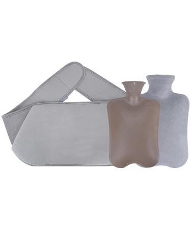 Hot Water Bottle with Soft Cover 2 L PVC Material Hot Water Bag Suitable for Shoulder and Neck Pain Warm Hands and Feet Menstrual Cramps with a Plush Cover Detachable Hot Water Bag