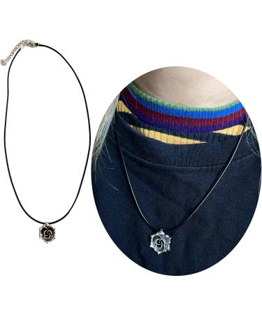 Buy Oralgo's Colorful Flower-Shaped Necklace | Irregular Sun Trailer | Black Rope Collarbone Chain - Stylish Leather Cord Alloy Jewelry - Buy Online on GoSupps.com