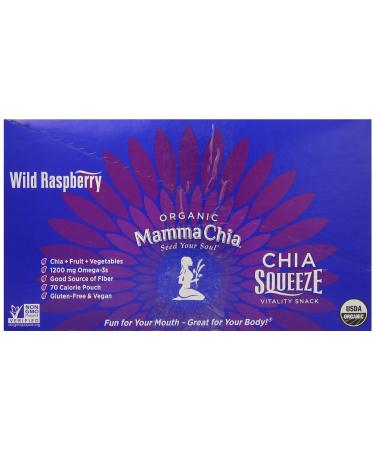 Mamma Chia Squeeze Organic Vitality Snack - Wild Raspberry, 8 Count (3.5oz Each) - Healthy Energy Boost - Buy Online on GoSupps.com