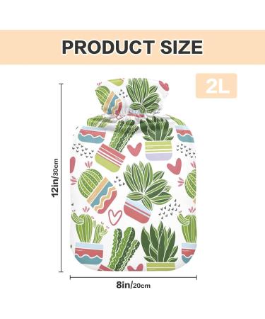 Hot Water Bottles with Cactus Cover - 2L Pain Relief Bag for Adults & Children | Warm Water Therapy - Buy Online on GoSupps.com