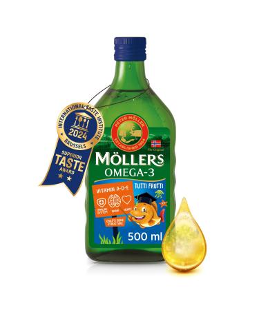 Moller s | Omega 3 for kids Cod Liver Oil | Nordic Omega-3 Dietary Supplements with EPA DHA Vitamin A D & E | Pure Natural cod Liver Oil Liquid | 166-year-old-brand | Tutti Frutti Taste | 500 ml Tutti Frutti 500 ml (Pack of 1) - Buy Online on GoSupps.com