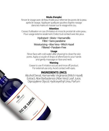 Aftershave Splash For Men l Canadian Made by A Skilled Artisan l Moisturize and Soothe the Skin 114 ml (4 oz) (Duc Santal Fragrance) - Buy Online on GoSupps.com