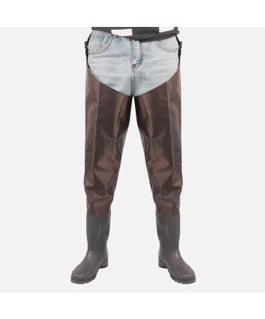 GREENWATER Waterproof Hip Waders with Boots for Men Women | Adult Bootfoot Hip Waders for Fishing & Hunting | Brown M7/W9 - Buy Online on GoSupps.com