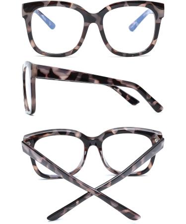 JIM HALO Blue Light Blocking Glasses for Women - Oversized Square Computer Glasses with Metal CP Temples in Gray Tortoise - Stylish Eye Protection for Work & Play - Buy Online on GoSupps.com