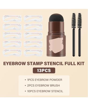 Buy Eyebrow Stamp Stencil Kit - 10 Stencils Waterproof & Long-Lasting Dark Brown Powder - Perfect for Flawless Brows - Buy Online on GoSupps.com