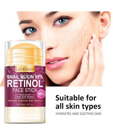 Retinol Face Stick Snail Mucin Face Moisturizer with Retinol Day & Night Lifting & Firming Anti Wrinkle Facial Moisturizer Balm Stick Nourishing Anti Aging Repair Cream for All Skin Types - Buy Online on GoSupps.com