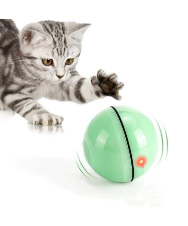 Interactive Cat Toys Ball with LED Light, 360 Degree Self Auto Rotating Intelligent Ball, Smart USB Rechargeable Spinning Cat Ball Toy,Stimulate Hunting Instinct Kitten Funny Chaser Roller Pet Toy Green