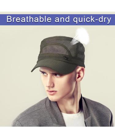 Breathable Military Cadet Cap Set - Black & Army Green | Mesh Sunshade Army Flat Top Cap - Buy Online on GoSupps.com