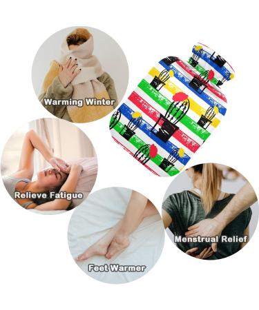 NAANLE Colorful Striped Hot Water Bottle with Cover - 1L for Menstrual Cramps Pain Relief & Heat Therapy - Buy Online on GoSupps.com
