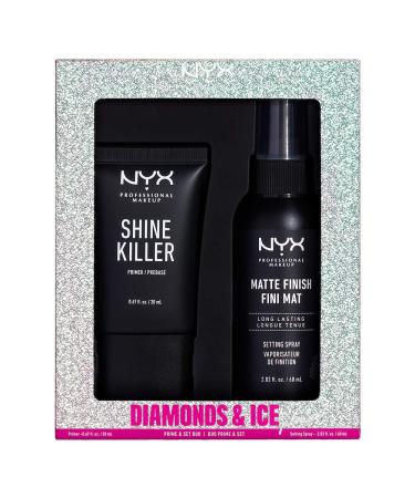 NYX PROFESSIONAL MAKEUP Diamonds & Ice Prime And Set Duo Shine Killer Primer + Matte Finish Setting Spray Best Gift: Prime & Set Duo