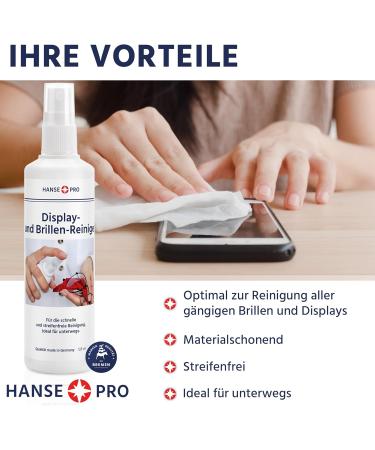 Hanseatic Pro Glasses Cleaner - 2 x 125 ml | Fast Strip-Free Cleaning Spray for Glasses & Displays | Ideal for Crystal Clear Vision - Buy Online on GoSupps.com
