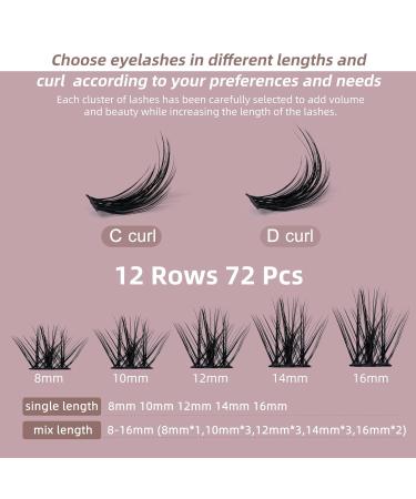 Cluster Lashes Quewel D Curl 8mm - Fluffy Individual Eyelash Segments for DIY Extensions | 1 Piece Pack - Buy Online on GoSupps.com