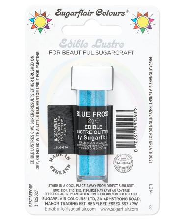Sugarflair Blue Frost Edible Lustre Glitter Add a Lustrous Shine to Cakes or Decorations. Brush On or Add Rejuvenator to Create Eye-Catching Edible Paint - 2g