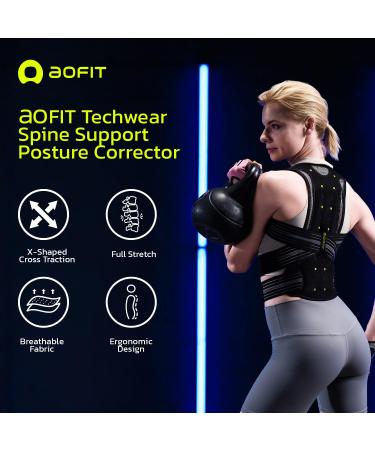 Back Brace Posture Corrector for Men & Women - Adjustable Full Back Support Pain Relief for Neck Shoulder & Back - Medium Obsidian - Buy Online on GoSupps.com