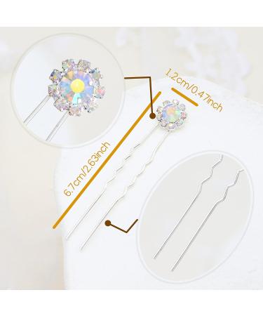 Ammei Crystal Bridal Hair Pins Clips Wedding Hair Accessories Hair Set Jewelry With Rhinestone For Brides and Bridesmaids Set Of 12 (AB Silver) - Buy Online on GoSupps.com