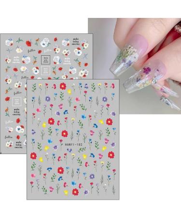 9 Sheets Spring Flower Nail Art Stickers Self-Adhesive Colorful Floral Nail Stickers Decals DIY Nail Art Supplies Decals for Women Girls Nail Tips Design Decoration Accessories - Buy Online on GoSupps.com