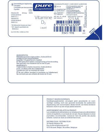 Pure Encapsulations - Vitamin D3 Drops - Liquid Supplement - Maintaining Normal Function of the Immune & Muscular System - Contributes to Calcium Absorption - 25 ml - Buy Online on GoSupps.com