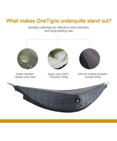 OneTigris Shield Cradle Pro Double Hammock Underquilt - Winter Camping Blanket for Adults & Kids - Lightweight & Warm Under Blanket for Backpacking, Travel, and Outdoor Activities - Shadow Gray - Buy Online on GoSupps.com