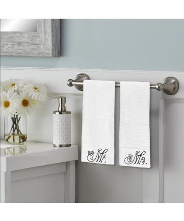 Mr. and Mrs. Towels - Couple Embroidered Hand Towels (2 Pack) - Wedding/Engagement Gifts - Modern Designs Pro - Buy Online on GoSupps.com