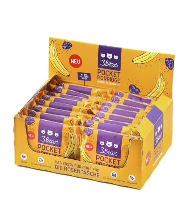 3bears Pocket Porridge People's Banana 16 x 55g i vegan oat bar to-go i oatmeal bar for a healthy low-calorie breakfast |Delicious power bar with 36% oats & 214 kcal per portion - Buy Online on GoSupps.com