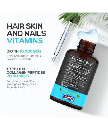 Liquid Collagen & Biotin Drops 30,000mcg for Hair Growth | Made in USA | Natural Hair, Skin & Nails Supplement | 2 fl oz - Buy Online on GoSupps.com