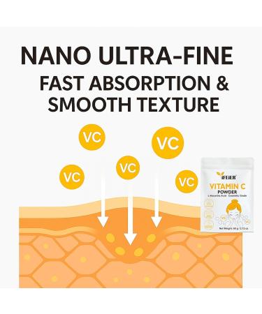 iFEiER Cosmetic Grade Vitamin C Powder for face | Nano Ultra Fine | Pure Vitamin C serum powder for Skin | 60g 2.12oz L-Ascorbic Acid VC for DIY Serum Creams | VC for face and skin - Buy Online on GoSupps.com